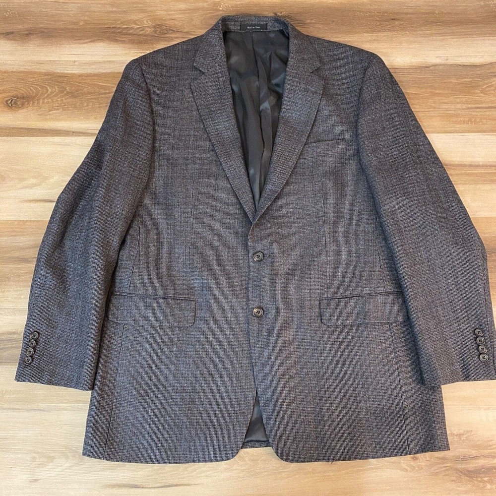 Lauren Ralph Lauren Blazer Mens 44L Lambs Wool Sport Jacket Gray Brown 2 button